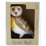 A 21st C Kreatif Kraft hand painted metal 'Barn Owl' garden ornament,