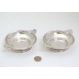 A pair of Art Deco silver quaich. Hallmarked Birmingham 1935 with silver jubilee mark.