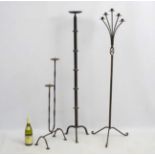 3 various floor standing candle / pricket stands.