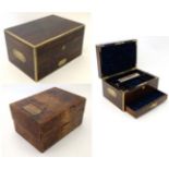 A 19thC Rosewood and brass ladies travelling vanity / jewel case having brass S Mordan & Co Lock.