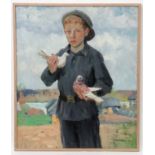 Gorovykh Evgeni Danilovitch (1930-1997), Russian School, Oil on canvas, "Boy with pigeons",
