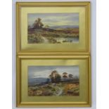Indistinctly Signed c.1920, Watercolour , a pair, Landscape views, One signed lower right.