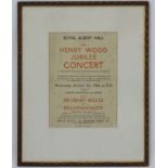 Poster :The Henry Wood Jubilee Concert at The Royal Albert Hall to celebrate Sir Henry Wood's 50th