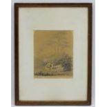 W Gunton (XIX), Pencil, Rabbits in the country, Signed lower right.