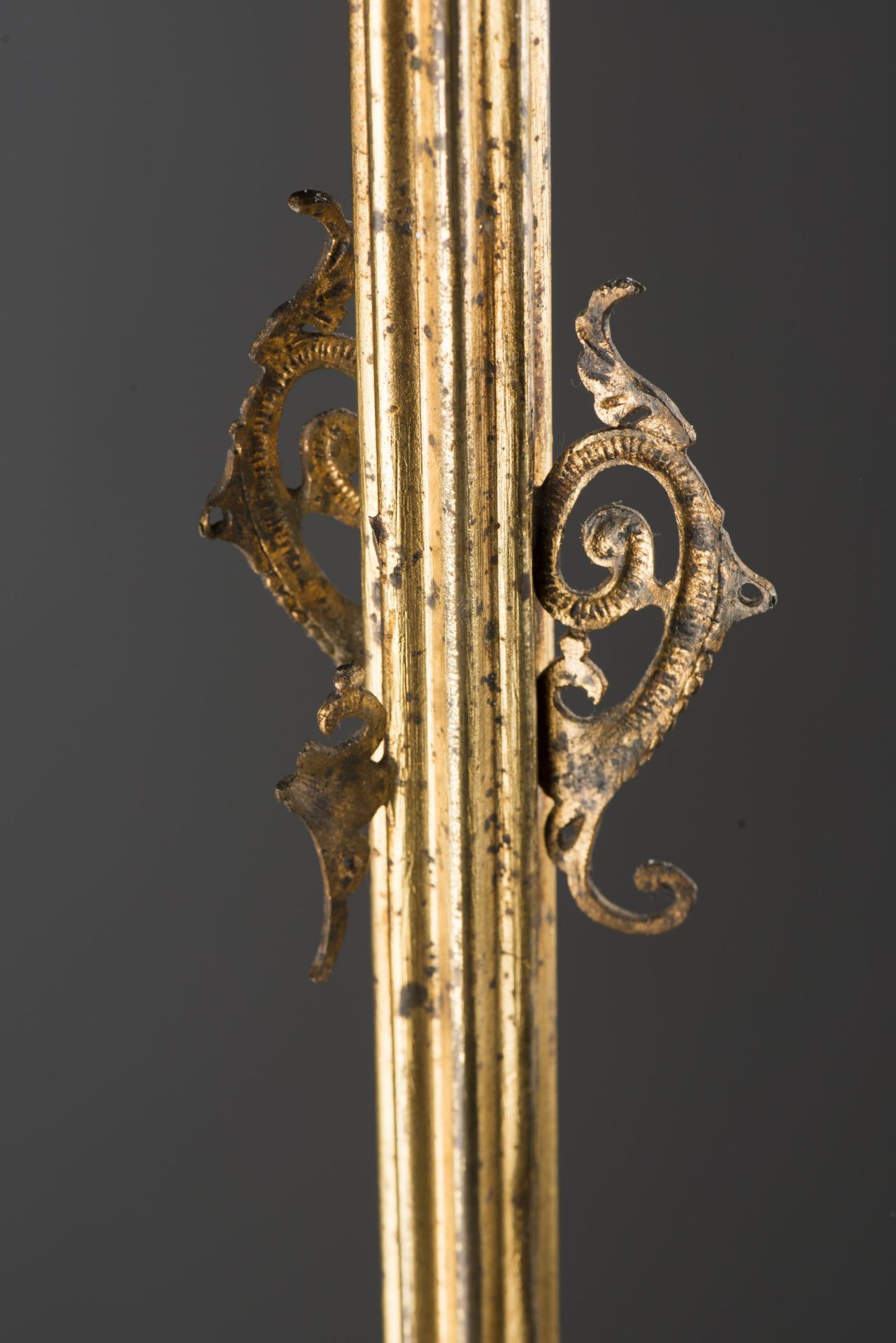 Lustre d'époque Napoléon III à 3 feux, coupelle centrale en verre mati. - Bild 2 aus 6