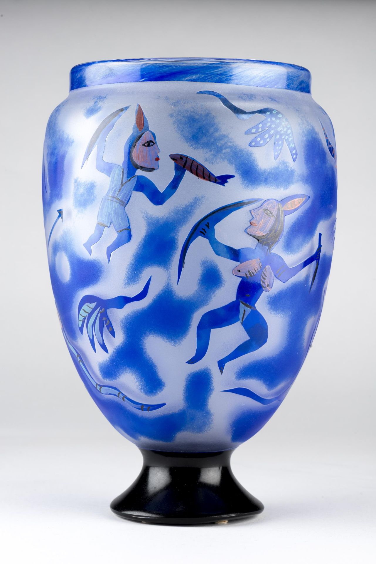 Kosta Unik de Ulrica Hydman-Vallien,"Vase bleu aux serpents" Suède, 1985. - Bild 3 aus 4