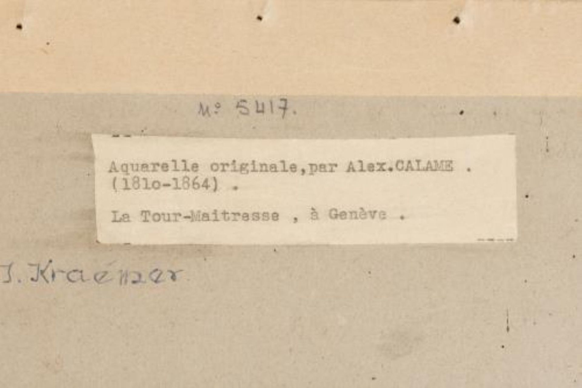 Alexandre Calame (1810-1864) attribué à, "La Tour-Maitresse à Genève". Aquarelle [...] - Bild 3 aus 3