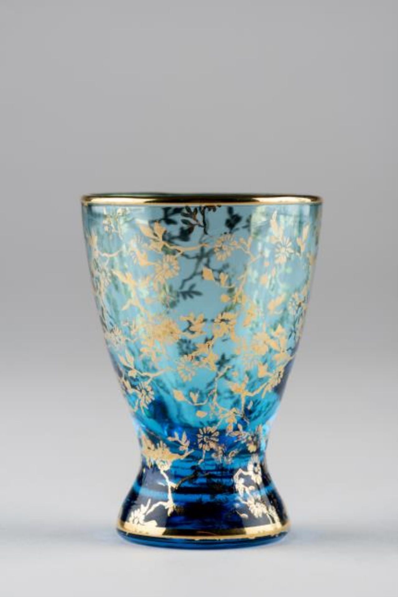 Service à liqueur en verre bleu de Murano à surdécor à l'or de fleurs ""Set Lelli [...] - Bild 3 aus 6
