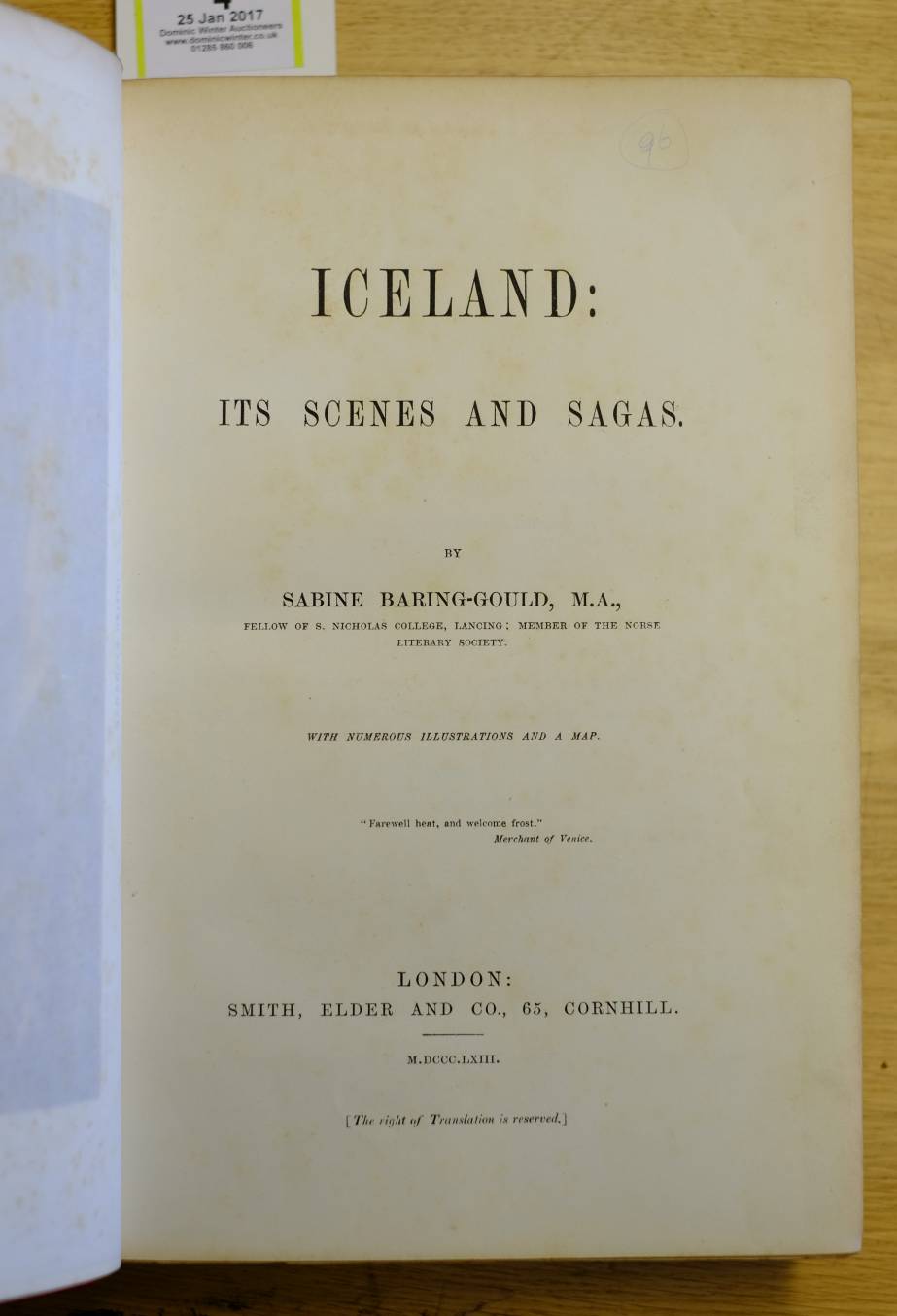 Baring-Gould (Sabine). Iceland: Its Scenes and Sagas, 1st edition, 1863, folding lithograph map, - Image 2 of 6