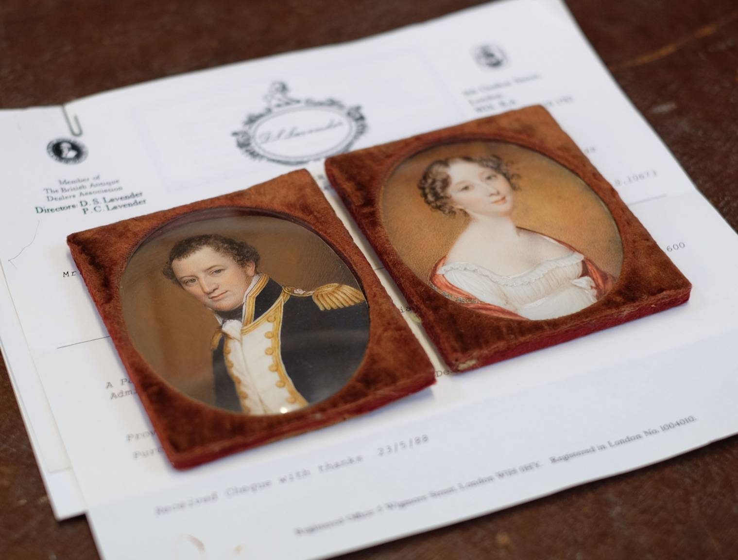 *Miniatures. Admiral Edward Hawker and his wife, Joanna Naomi (née Poore), circa 1815, pair of - Image 2 of 6