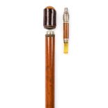 *Walking Cane. An early 20th century cane, the bowl of cherry wood acting as the knop which unscrews