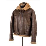*Flying Jacket. A WWII Irvin pattern sheep skin fleece lined leather flying jacket, with AM zips,