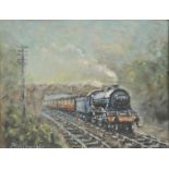 *Coombs (Peter, 1929-2007). Full Steam Ahead, pastel on paper, showing a locomotive coming through a