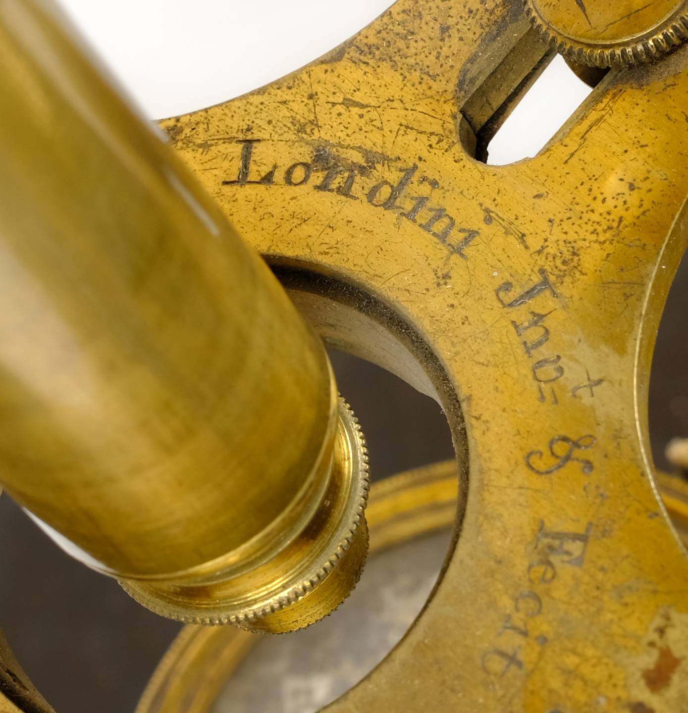 *Microscope. An 18th century John Cuff Brass Compound Monocular Microscope circa 1750, signed on the - Image 2 of 7