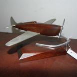 *Desktop model. An Art Deco fighter plane model, circa 1930s, constructed in wood and aluminium,