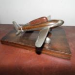 *Desktop model. An Art Deco single seater chrome and wooden fighter model, circa 1930s, 27cm