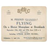 Brooklands Automobile Racing Club. A multi-signed printed card advertising an event at which 'M.