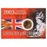 *Royal Mint. E.II.R. Gold Sovereign, 2003, produced for the Coronation Anniversary Year,