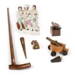 *Admiral Nelson. A collection of Nelson related collectables, comprising an treen walking stick made