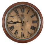 *Public Clock. Double sided clock, with 30cm circular enamel dials black roman numerals, G.V.R.