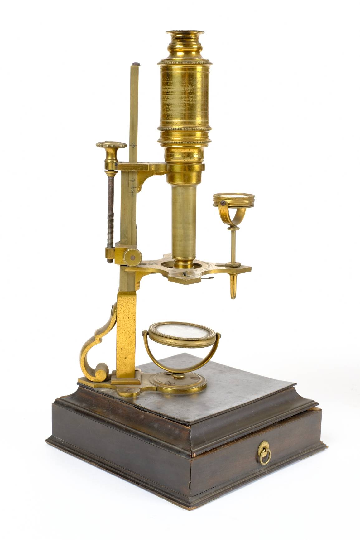 *Microscope. An 18th century John Cuff Brass Compound Monocular Microscope circa 1750, signed on the - Image 6 of 7