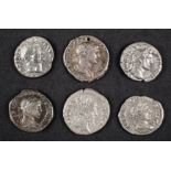 *Roman. 6 silver Denarius, Antonius Pius, Vespasian, Severus Alexander, Elagabalus, Trajan and