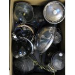 *Vehicle Lamps. A box of assorted electric and acetylene gas lamps, to include a rare Lucas C50 lamp