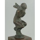 *Frileuse. (Chilly Lady) mascot of solid bronze, with good detail and features. A French design from