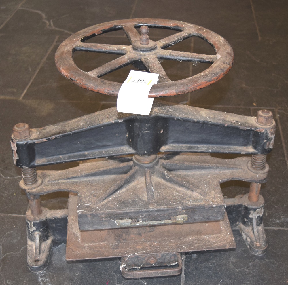 *Blocking Press. A cast iron floor/bench standing blocking press, platen approximately 31 x 25cm (12