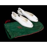 *Diana (1961-1997, Princess of Wales). A pair of women's Bruno Magli white leather flat peep toe