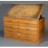 *Plan chest. A large scale six drawer Edwardian plan chest, circa 1900, large oak plan chest with