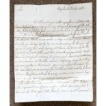 *[Grand Tour]. Autograph letter signed from the merchants Wills and Leigh, Naples, 18 October