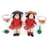 *Dolls. A pair of Little Lulu dolls by Marge, American, circa 1944, two identical stuffed cloth