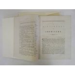 Nicholson (William). A Dictionary of Chemistry..., 2 volumes, 1st edition, 1795, 4 engraved plates