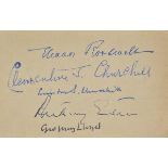 Churchill (Winston S., 1874-1965). Autograph signatures of Eleanor Roosevelt, Clementine
