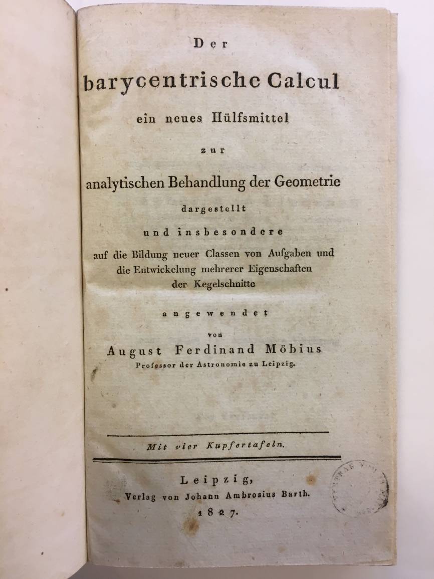 Mobius (August Ferdinand). Der barycentrische Calcul ein neues Hulfsmittel zur analytischen - Image 3 of 4