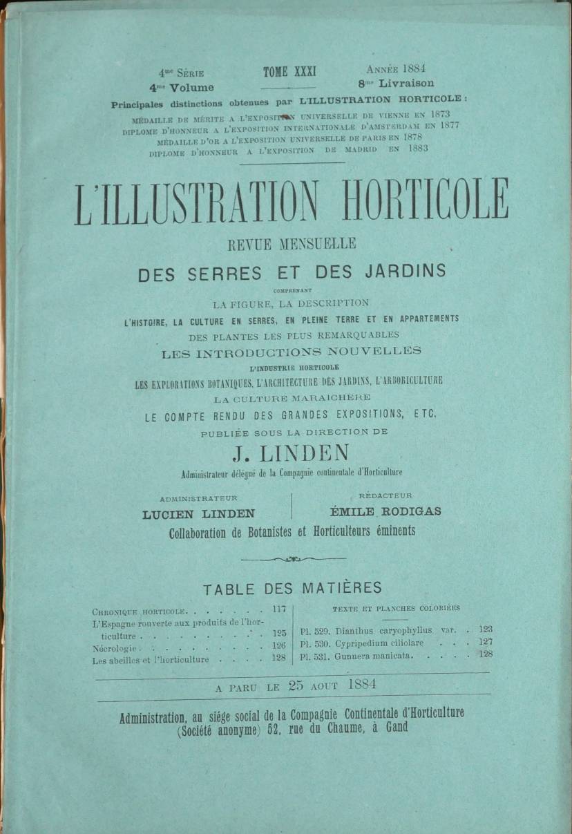 Linden (Jean Jules, Lucien Linden, Emile Rodigas, & others). L'Illustration Horticole revue