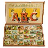 *ABC. Happy Hours, ABC Blocks, circa 1890s, twenty-four pictorial wooden alphabet blocks, each
