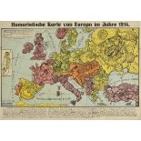 Satirical map. Lehmann-Dumont (Karl), Humoristische Karte von Europa im Jahre 1914, published