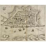 Latvia. Olearius (Adam), Riga, published Leiden, [1719], uncoloured engraved town plan, old folds,