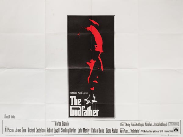 *The Godfather, directed by Francis Ford Coppola, 1972, starring Marlon Brando, UK quad poster in