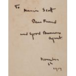 Gurney (Ivor, 1890-1937). Severn & Somme, 1st edition, 1917, author's signed presentation