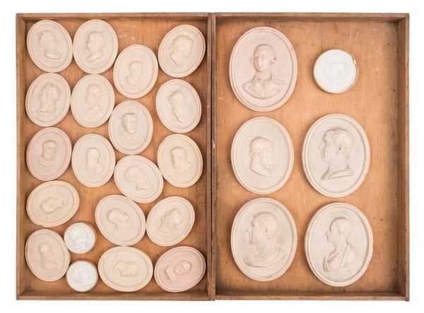 *Grand Tour. A collection of 25 oval plaster plaques, depicting kings, queens, diplomatic and