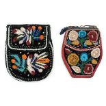 *North American Indian. An Iroquois/Haudenosaunee beadwork purse, decorated with floral sprays on