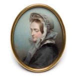 *English School. Portrait of Julia Richmond (1811-1881), oval watercolour and gouache miniature on