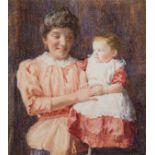 *English School. Portrait of a mother and child, circa 1900, watercolour on paper, unsigned, 24 x