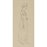 Greenaway (Kate, 1846-1901). Young Woman Standing, seen in profile, pencil study on paper as