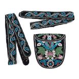 *North American Indian. A pair of Woodland beaded straps, plus a purse, all decorated with flowers