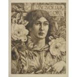 *Rhead (George Wooliscroft, 1854-1920). Magnolia Grandiflora, 1878, etching on laid paper, plate