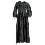 *Dress. A black silk mourning dress, circa 1830s, hand-sewn black silk dress, with front opening